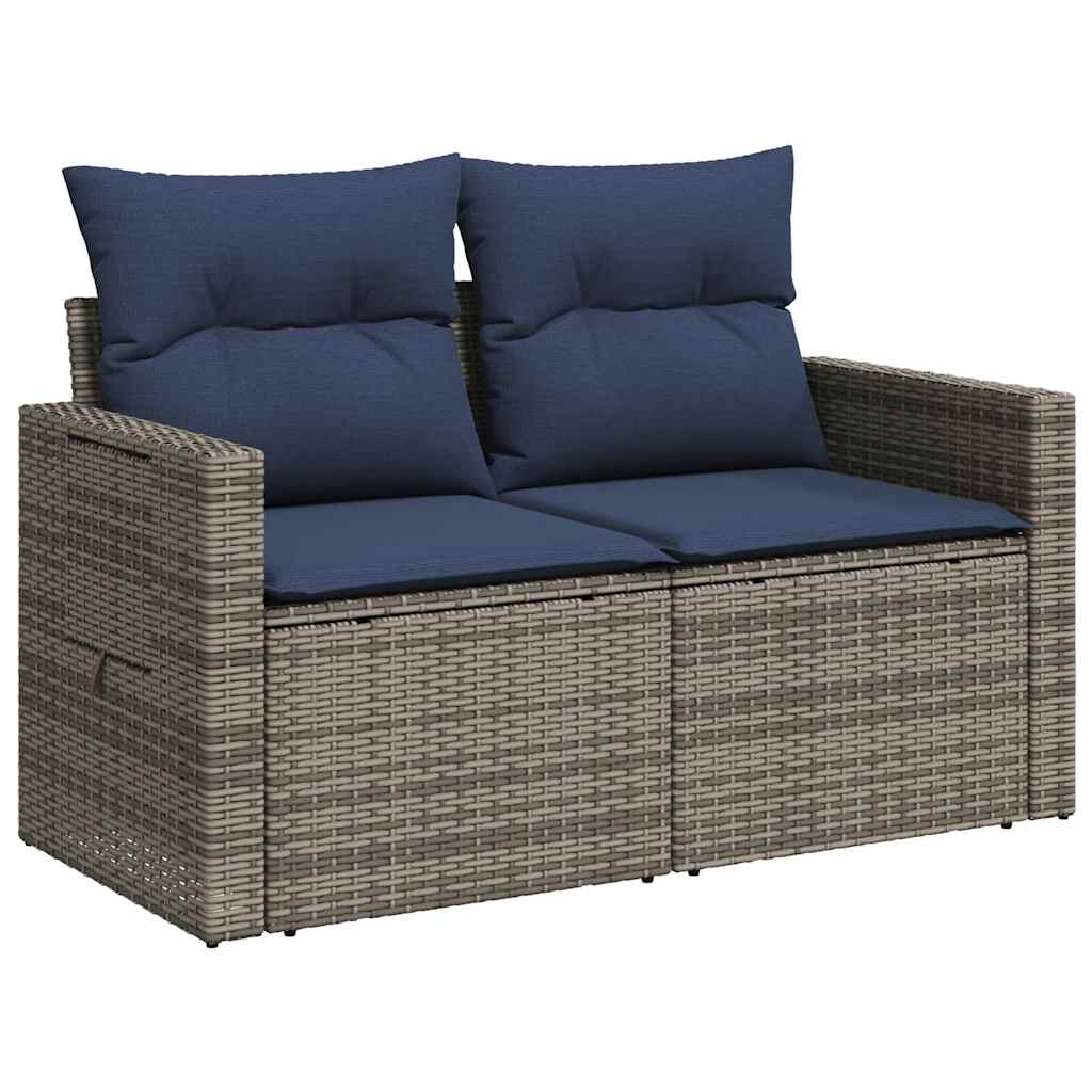 7-teiliges Gartensofa-Set mit Kissen, grau, Polyrattan