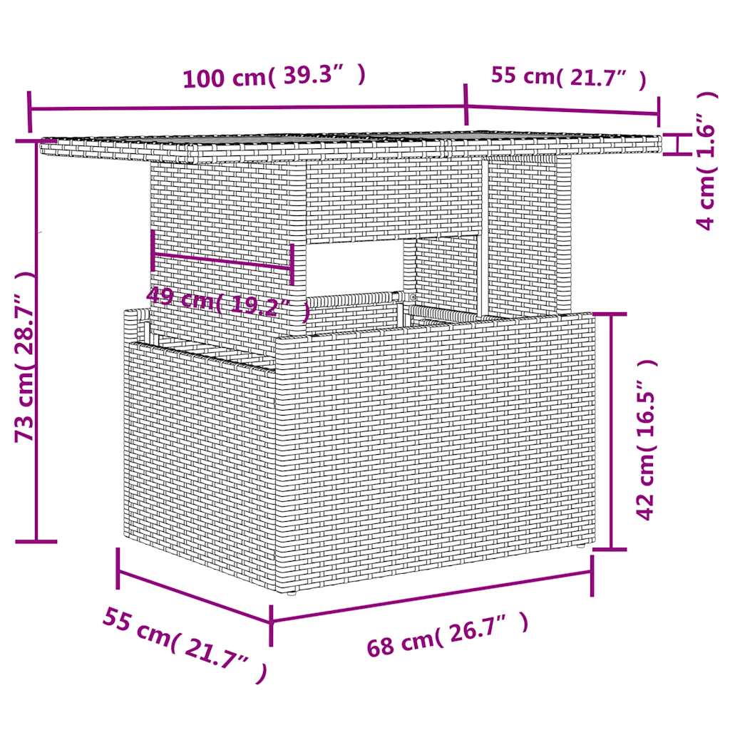11-teiliges Gartensofa-Set mit Kissen, braun, Polyrattan