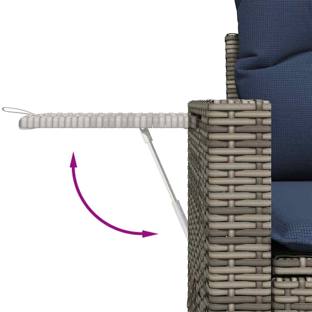7-teiliges Gartensofa-Set mit Kissen, grau, Polyrattan