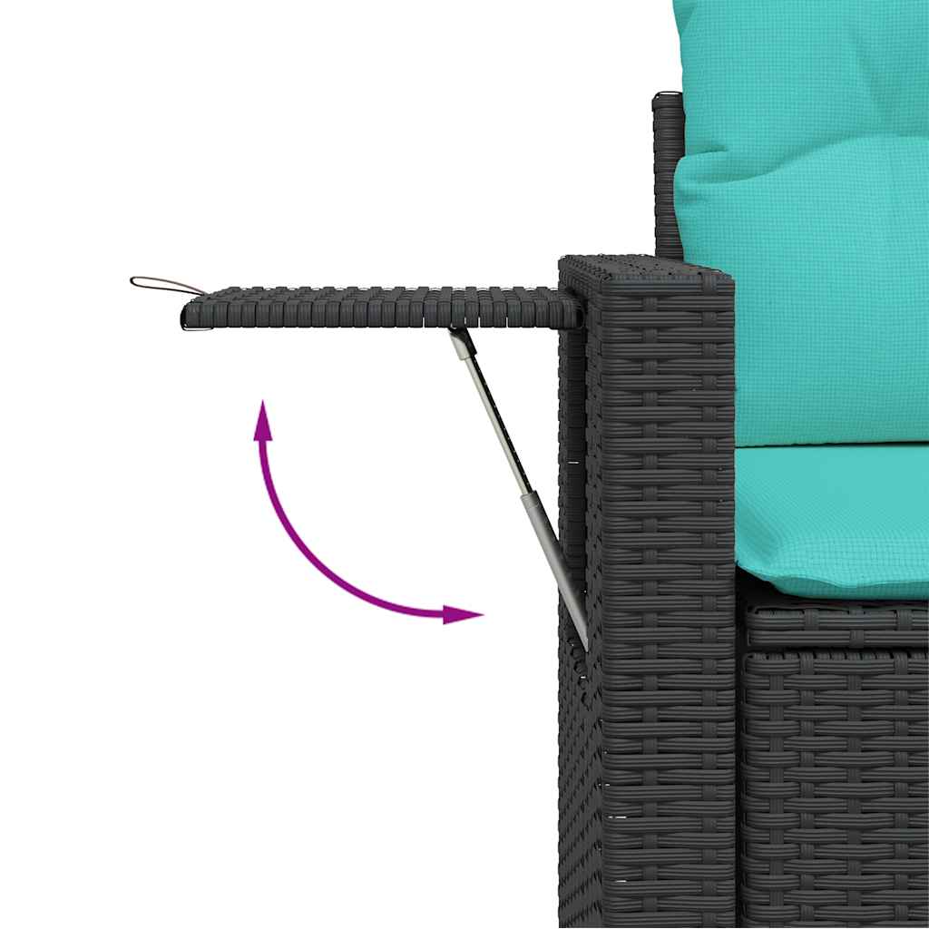 8-teiliges Gartensofa-Set mit Kissen, schwarzes Polyrattan