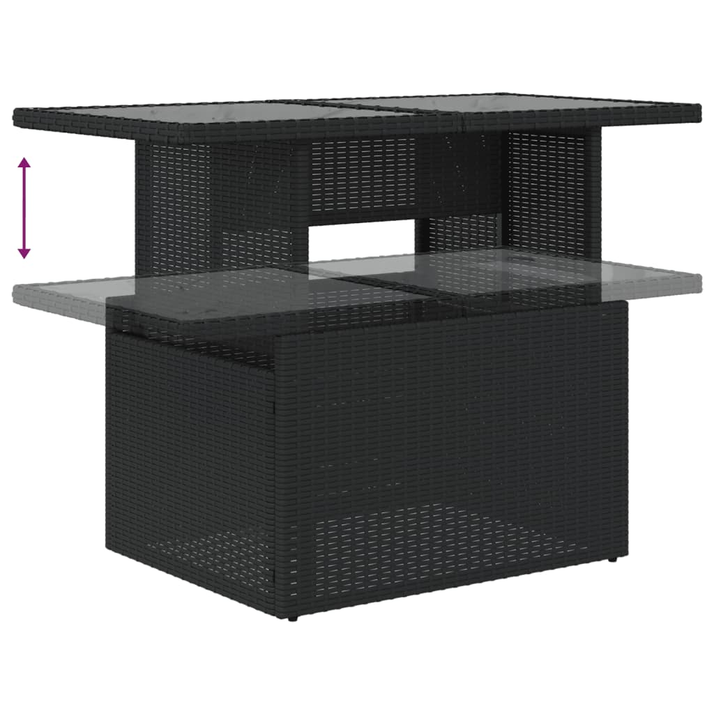 8-teiliges Gartensofa-Set mit Kissen, schwarzes Polyrattan