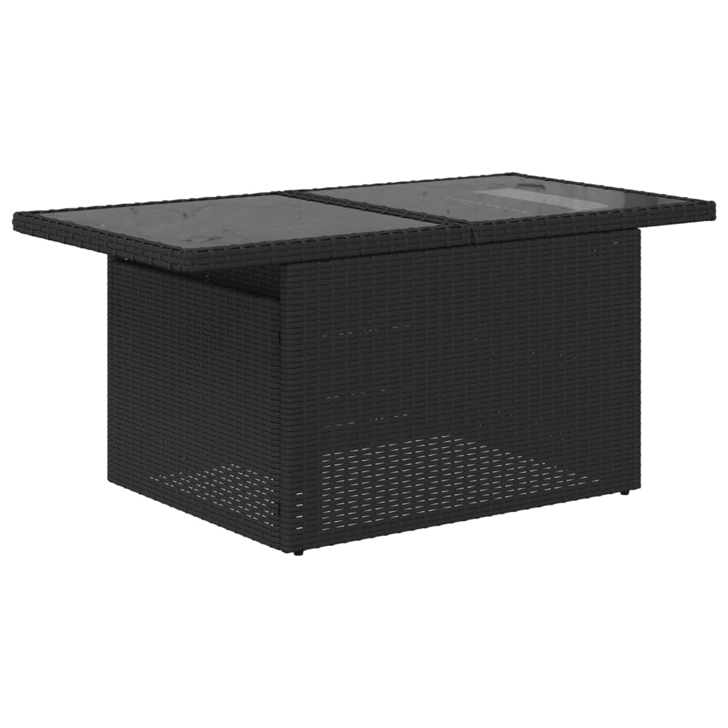 8-teiliges Gartensofa-Set mit Kissen, schwarzes Polyrattan