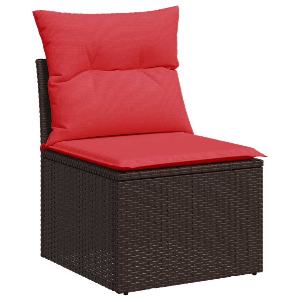 8-teiliges Gartensofa-Set mit Kissen, braun, Polyrattan
