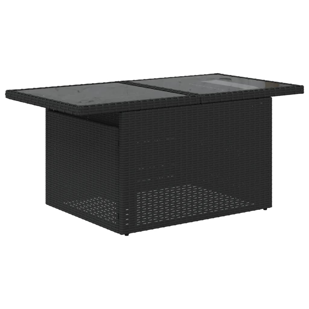 6-teiliges Gartensofa-Set mit Kissen, schwarzes Polyrattan