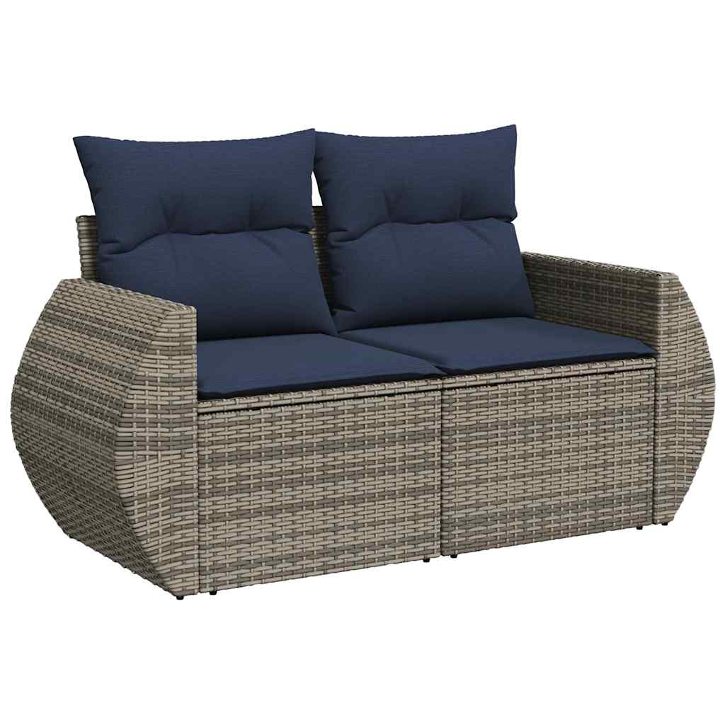7-teiliges Gartensofa-Set mit Kissen, grau, Polyrattan