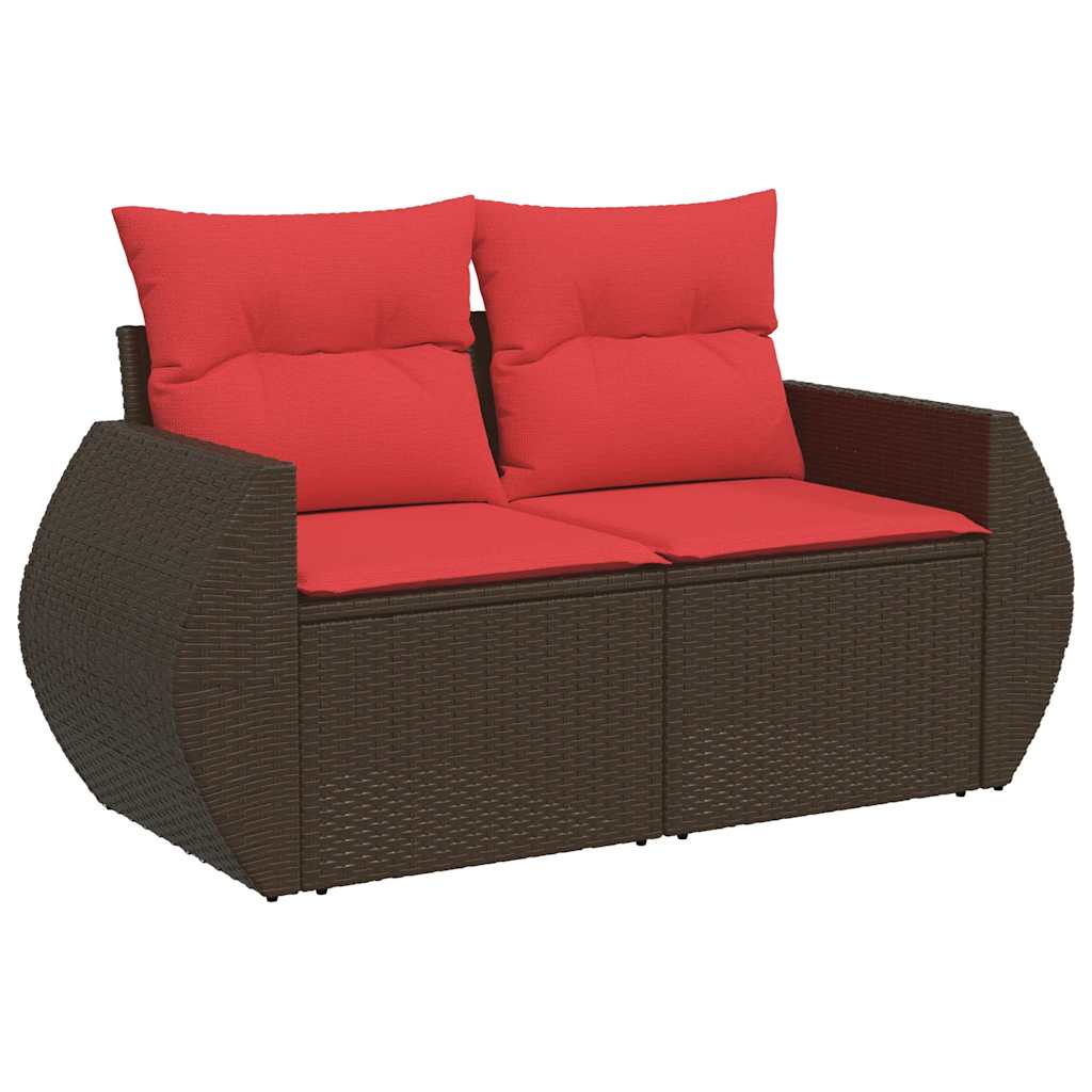 8-teiliges Gartensofa-Set mit Kissen, braun, Polyrattan