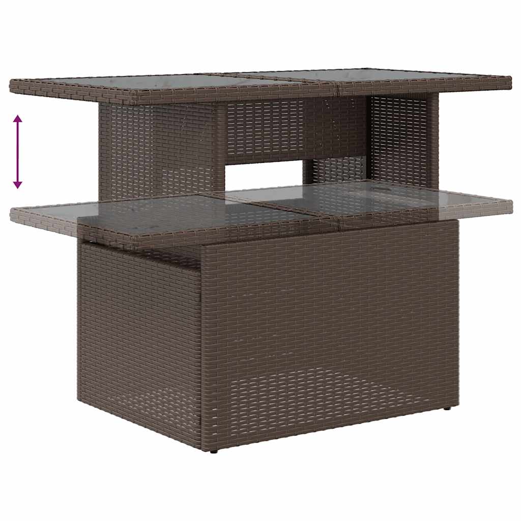 9-teiliges Gartensofa-Set mit Kissen, braun, Polyrattan