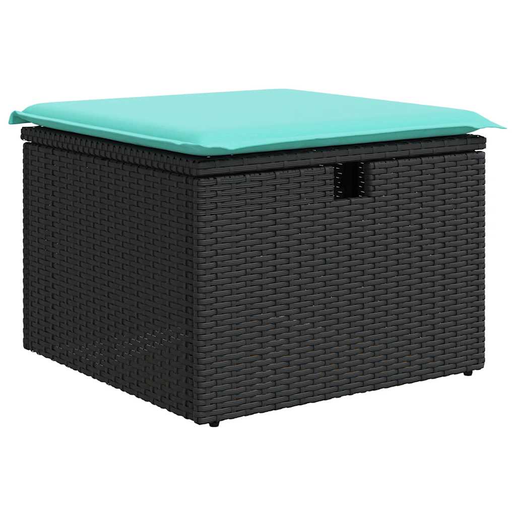 8-teiliges Gartensofa-Set mit Kissen, schwarzes Polyrattan
