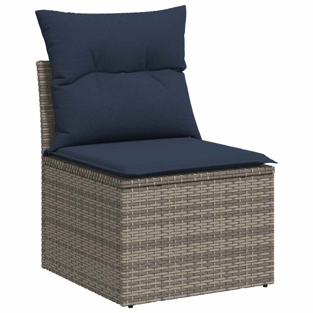 8-teiliges Gartensofa-Set mit Kissen, grau, Polyrattan