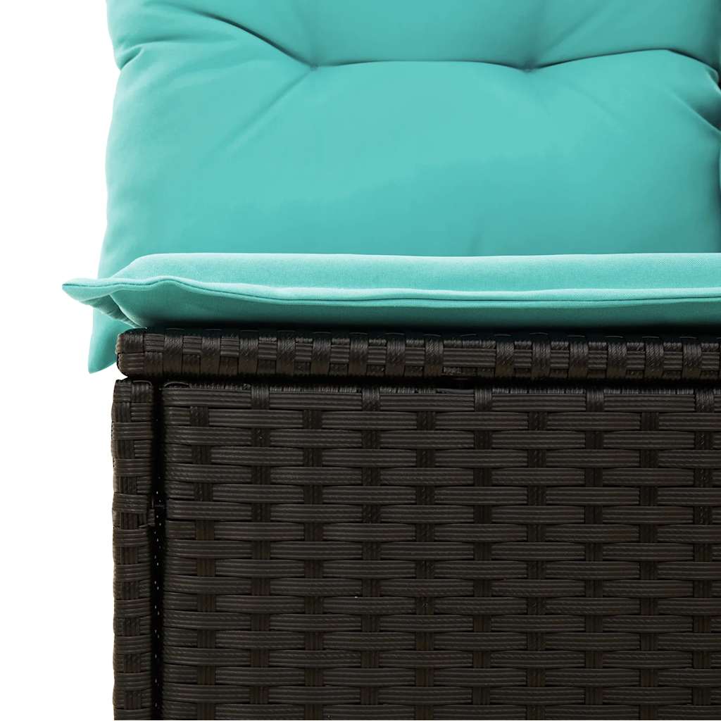 9-teiliges Gartensofa-Set mit Kissen, schwarzes Polyrattan