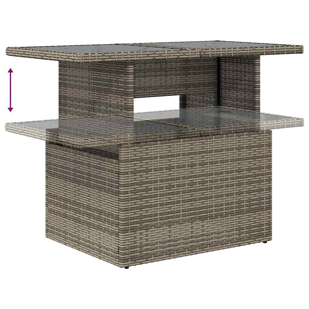 9-teiliges Gartensofa-Set mit Kissen, grau, Polyrattan