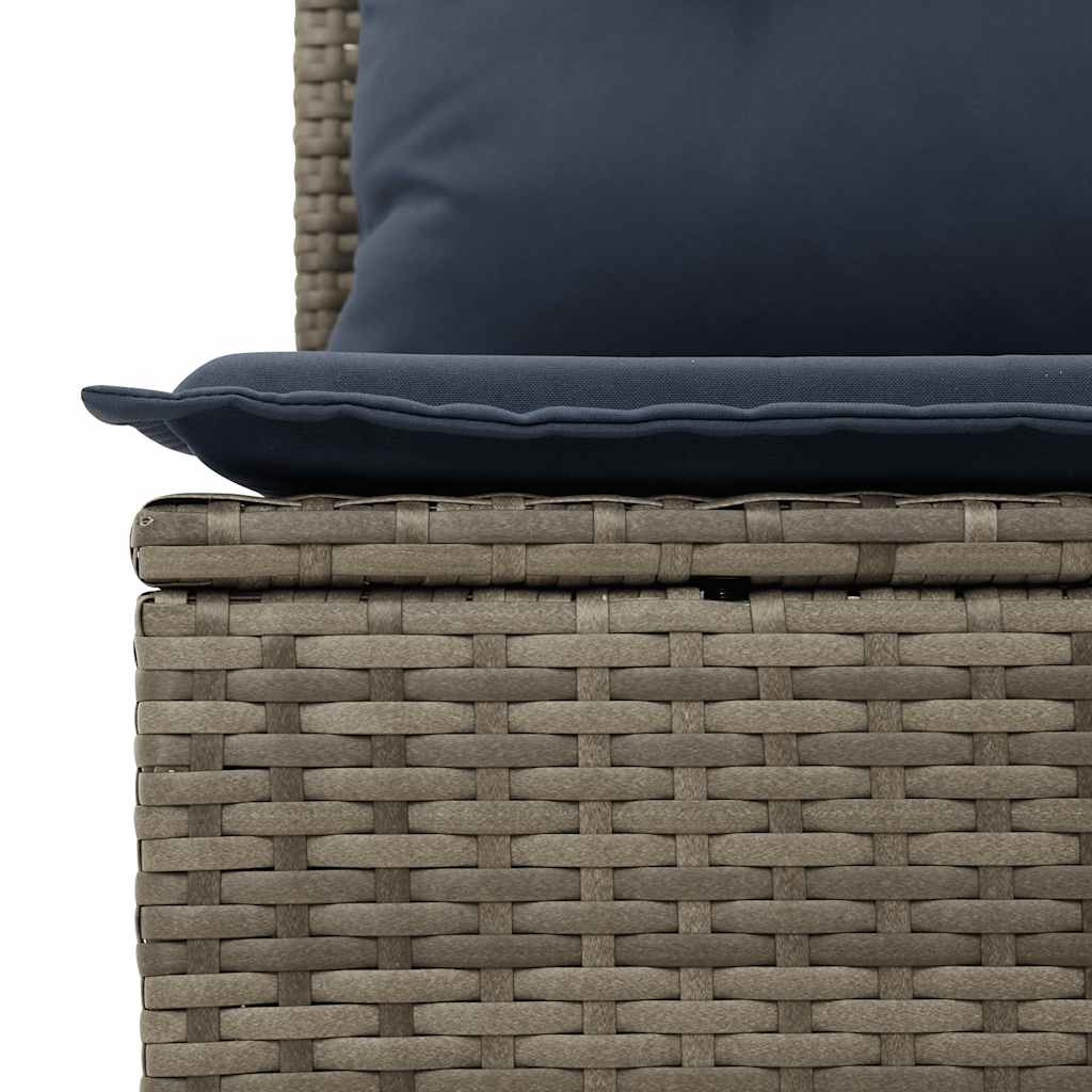 9-teiliges Gartensofa-Set mit Kissen, grau, Polyrattan