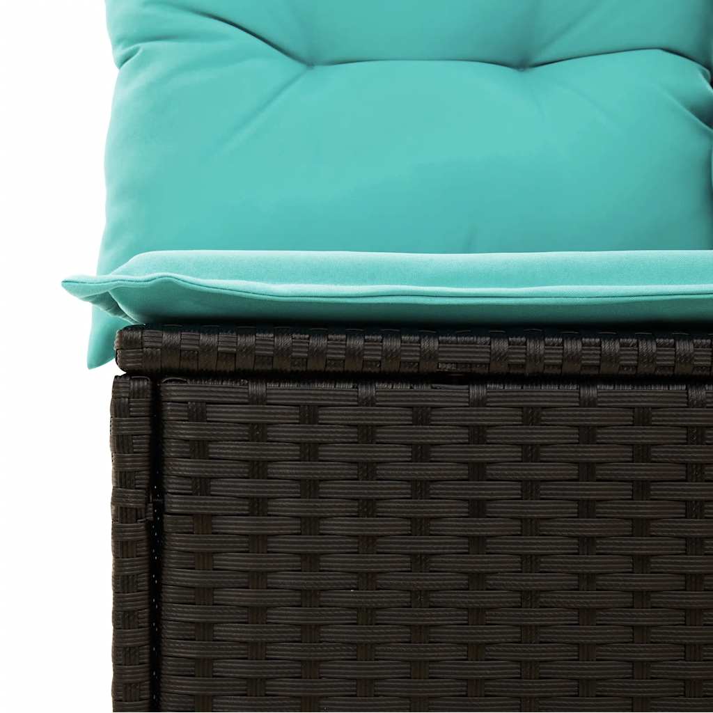 11-teiliges Gartensofa-Set mit Kissen, schwarzes Polyrattan