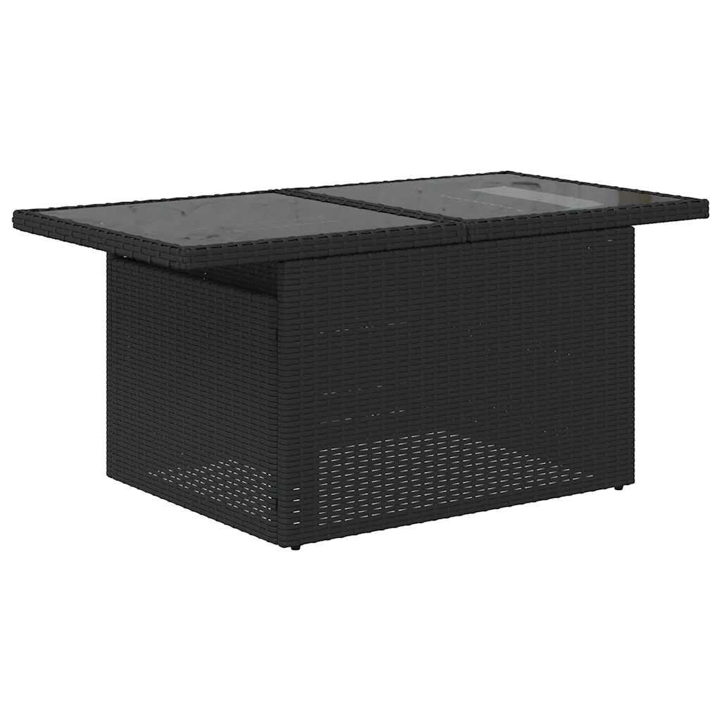 11-teiliges Gartensofa-Set mit Kissen, schwarzes Polyrattan