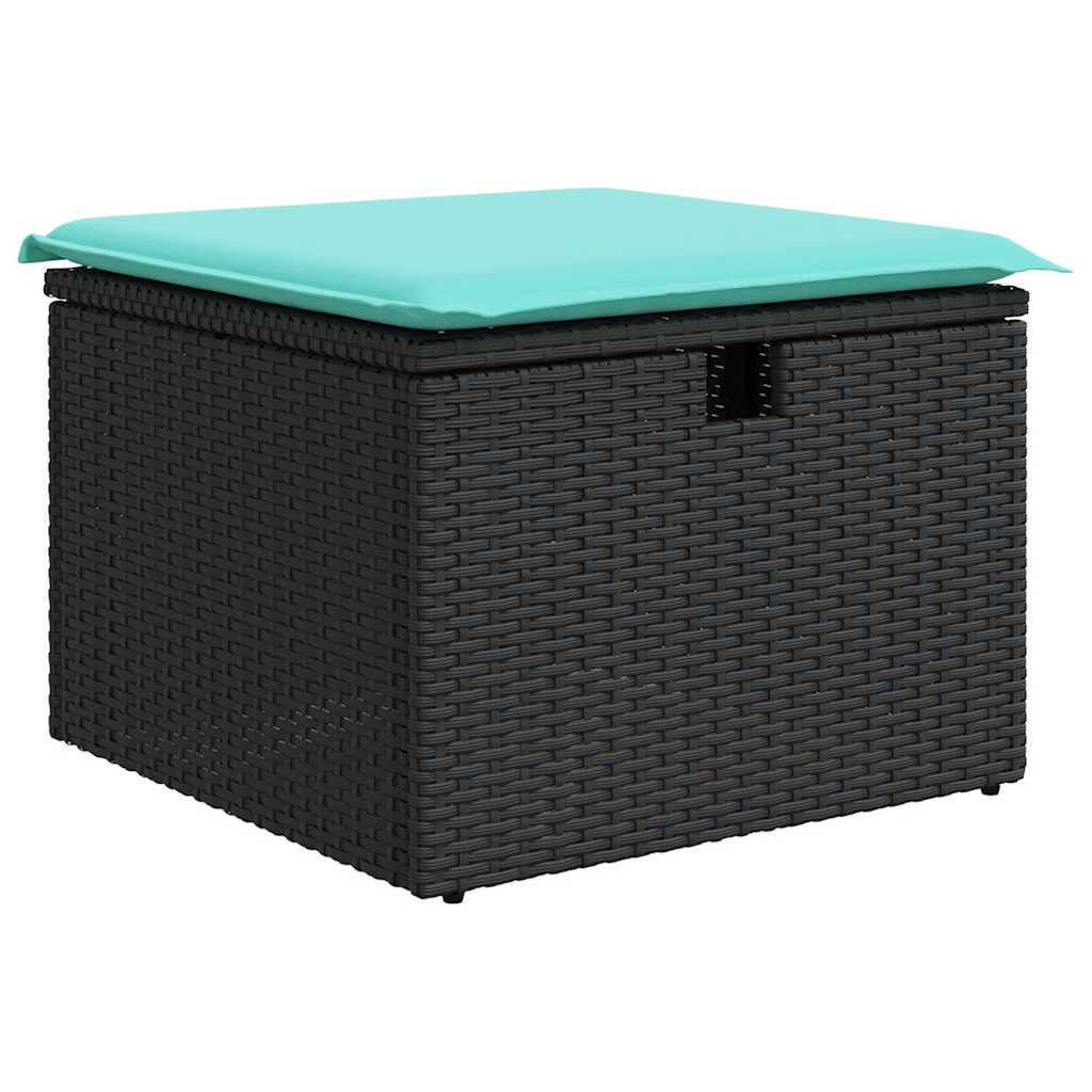 11-teiliges Gartensofa-Set mit Kissen, schwarzes Polyrattan
