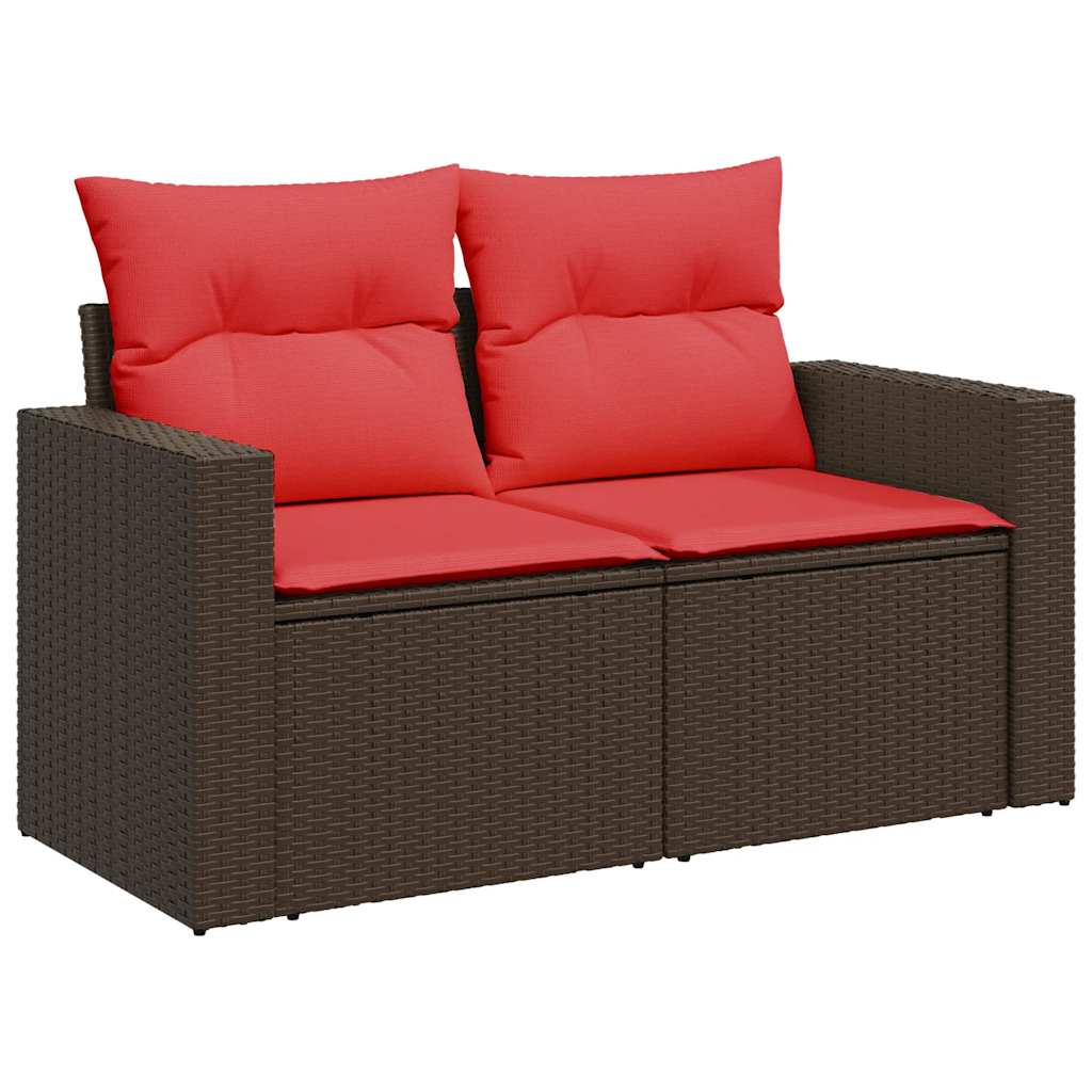 11-teiliges Gartensofa-Set mit Kissen, braun, Polyrattan