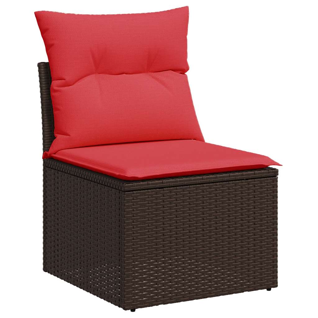 11-teiliges Gartensofa-Set mit Kissen, braun, Polyrattan