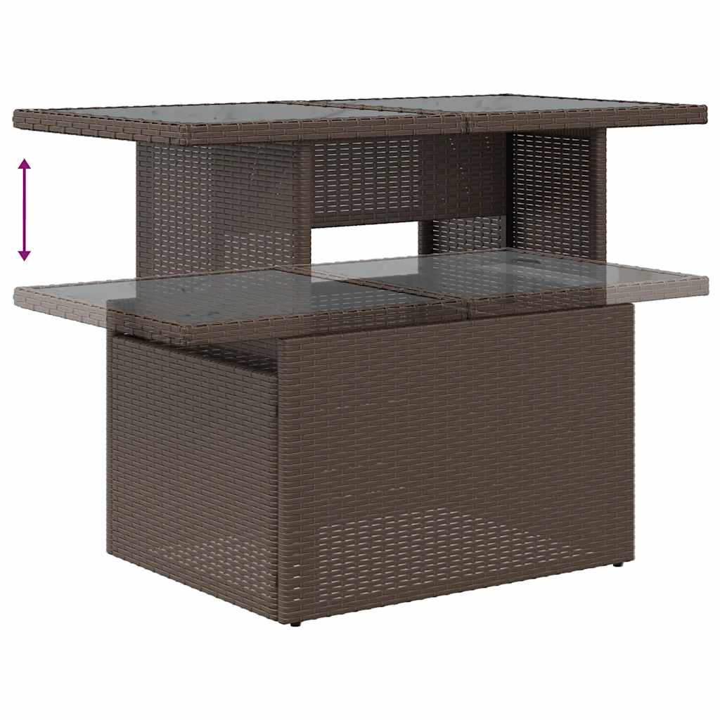 11-teiliges Gartensofa-Set mit Kissen, braun, Polyrattan