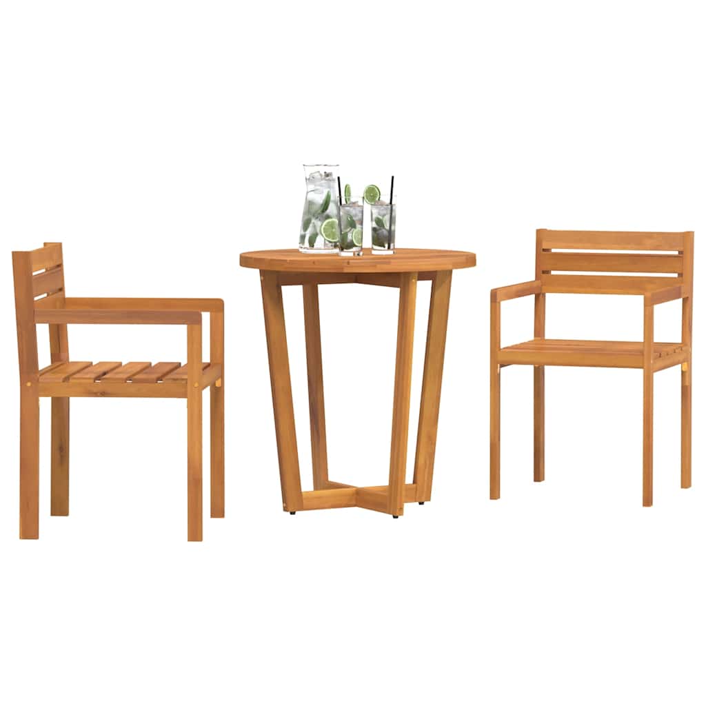 3-teiliges Garten-Ess-Set aus Massivholz Akazie