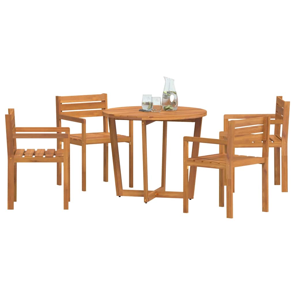5-teiliges Garten-Ess-Set aus Massivholz Akazie
