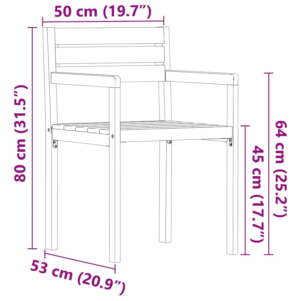 5-teiliges Garten-Ess-Set aus Massivholz Akazie