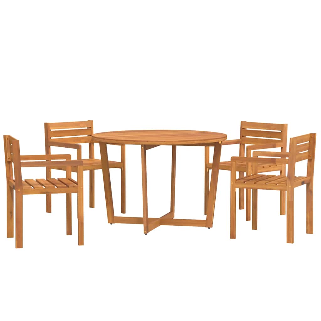 5-teiliges Garten-Ess-Set aus Massivholz Akazie