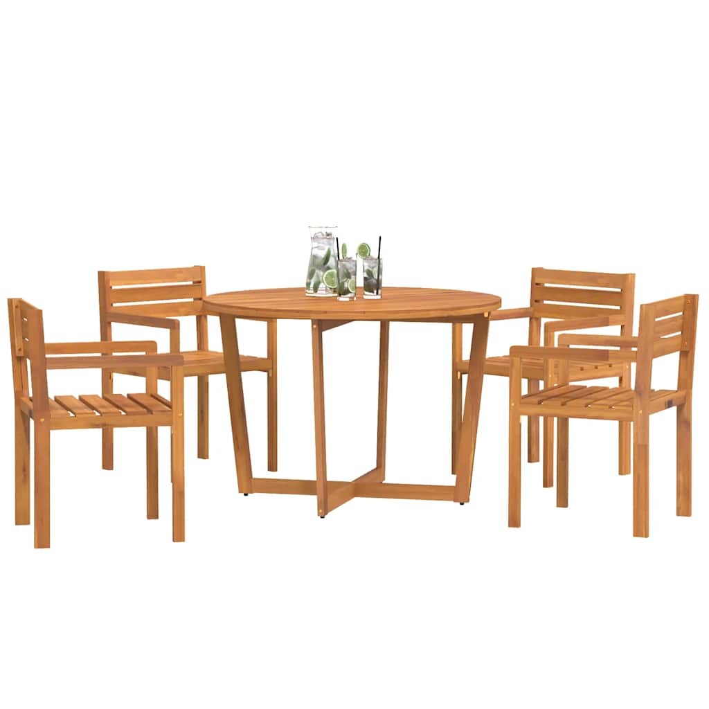 5-teiliges Garten-Ess-Set aus Massivholz Akazie