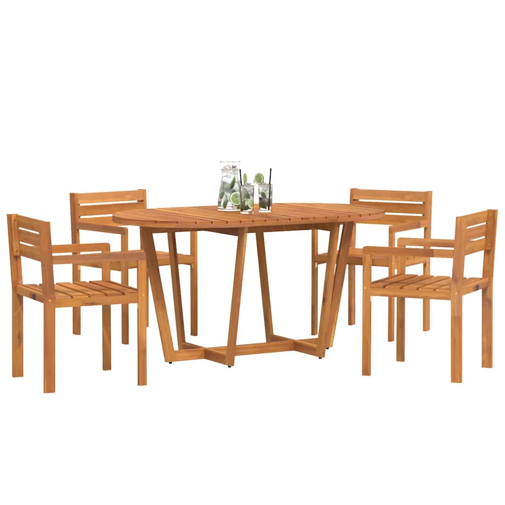 5-teiliges Garten-Ess-Set aus Massivholz Akazie