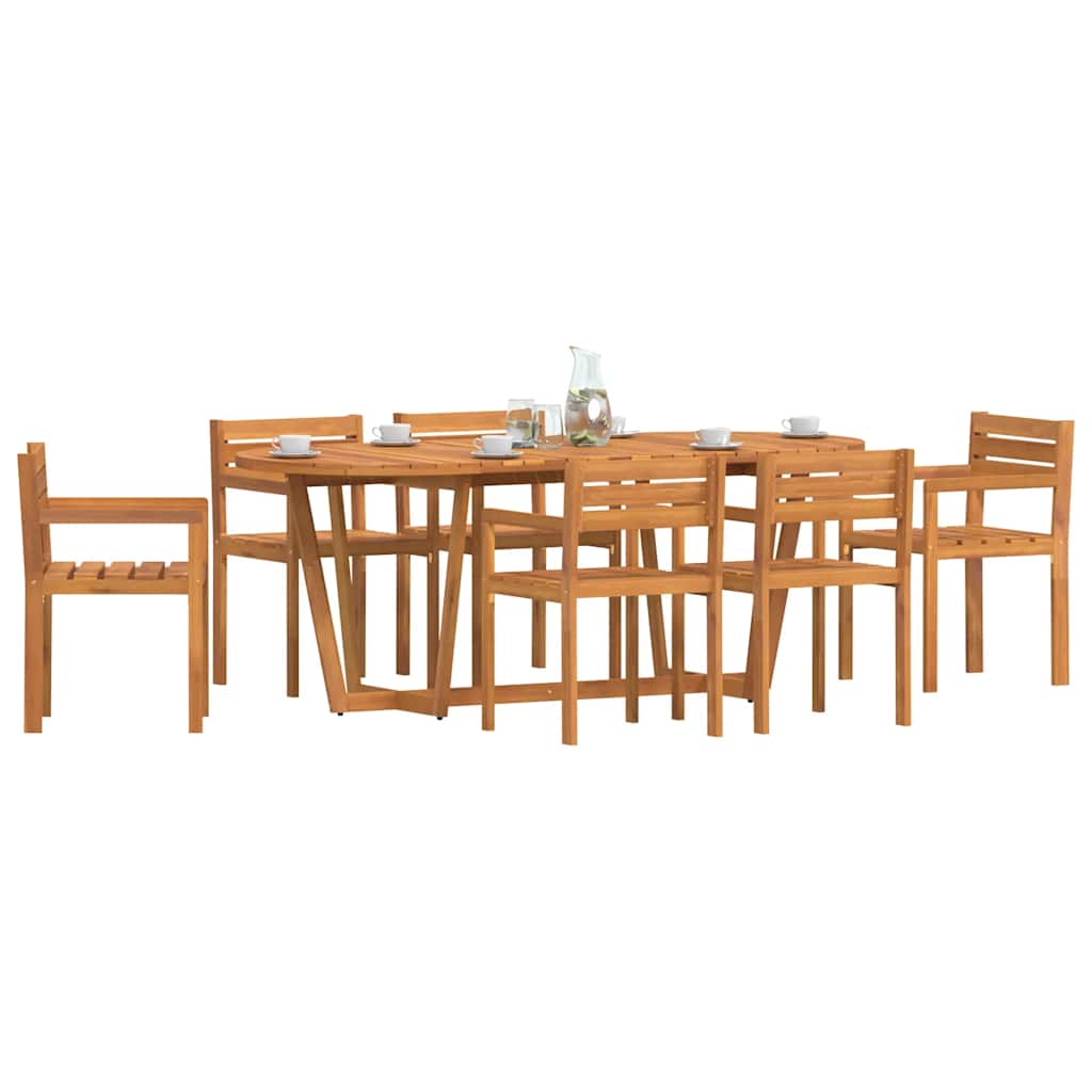 7-teiliges Garten-Ess-Set aus Massivholz Akazie