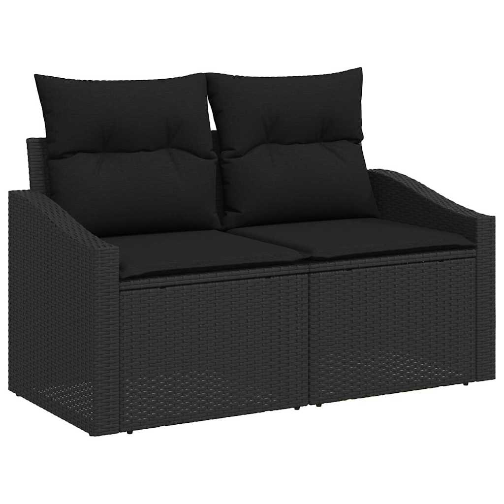 10-teiliges Garten Sofa Set mit Kissen Beige Poly Rattan