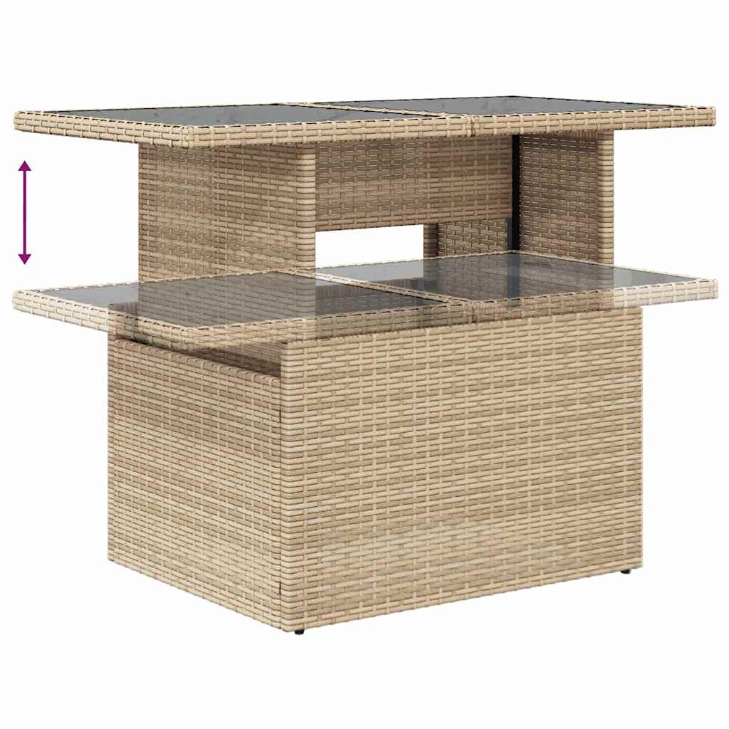 10-teiliges Garten Sofa Set mit Kissen Beige Poly Rattan