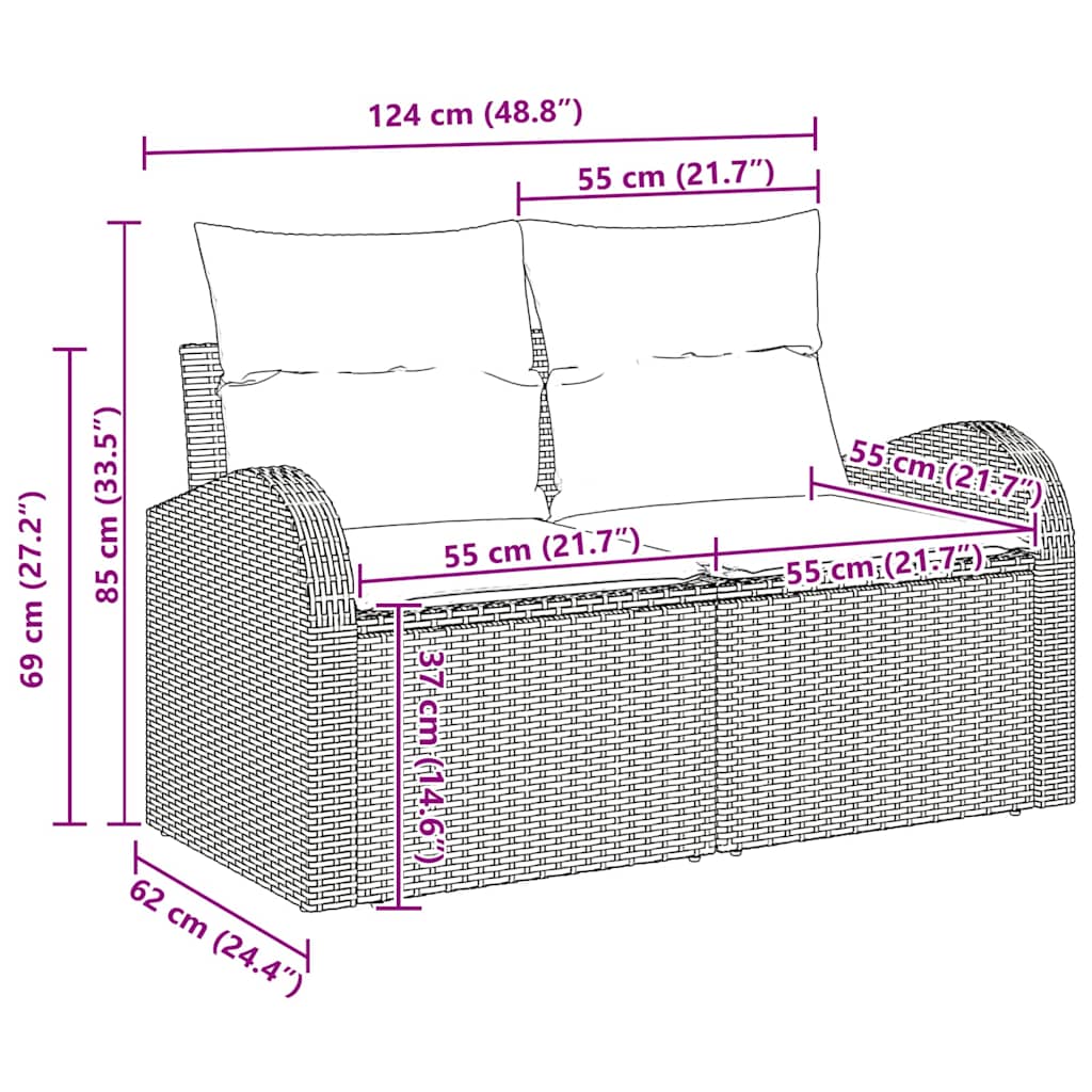 Garten-Sofa-Set 5 pcs Schwarz
