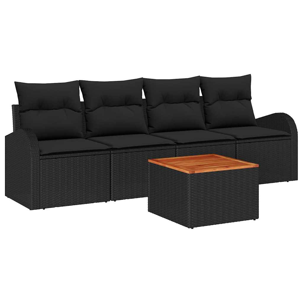Garten-Sofa-Set 5 pcs Schwarz