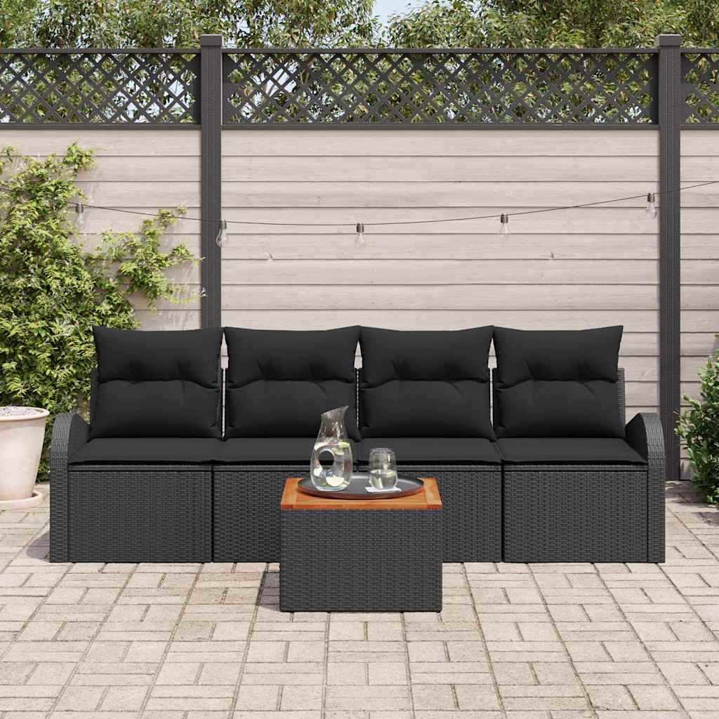Garten-Sofa-Set 5 pcs Schwarz