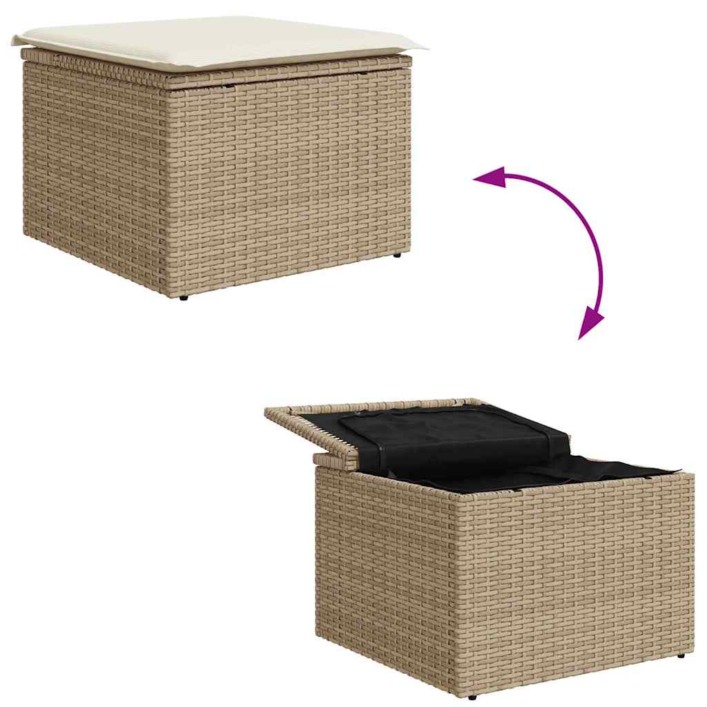 Garten-Sofa-Set 9 pcs Beige, weiß