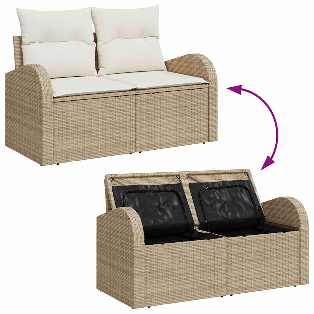 Garten-Sofa-Set 9 pcs Beige, weiß