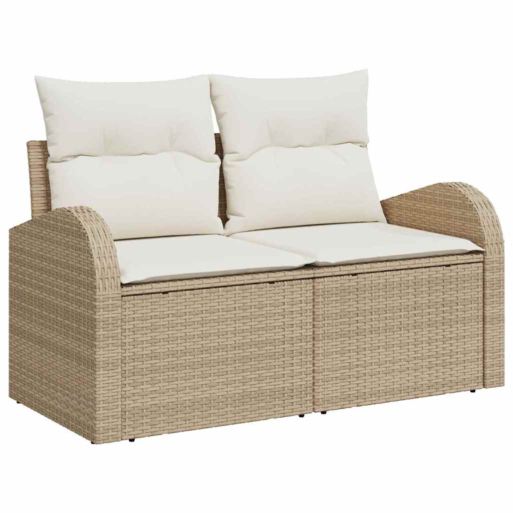 Garten-Sofa-Set 9 pcs Beige, weiß