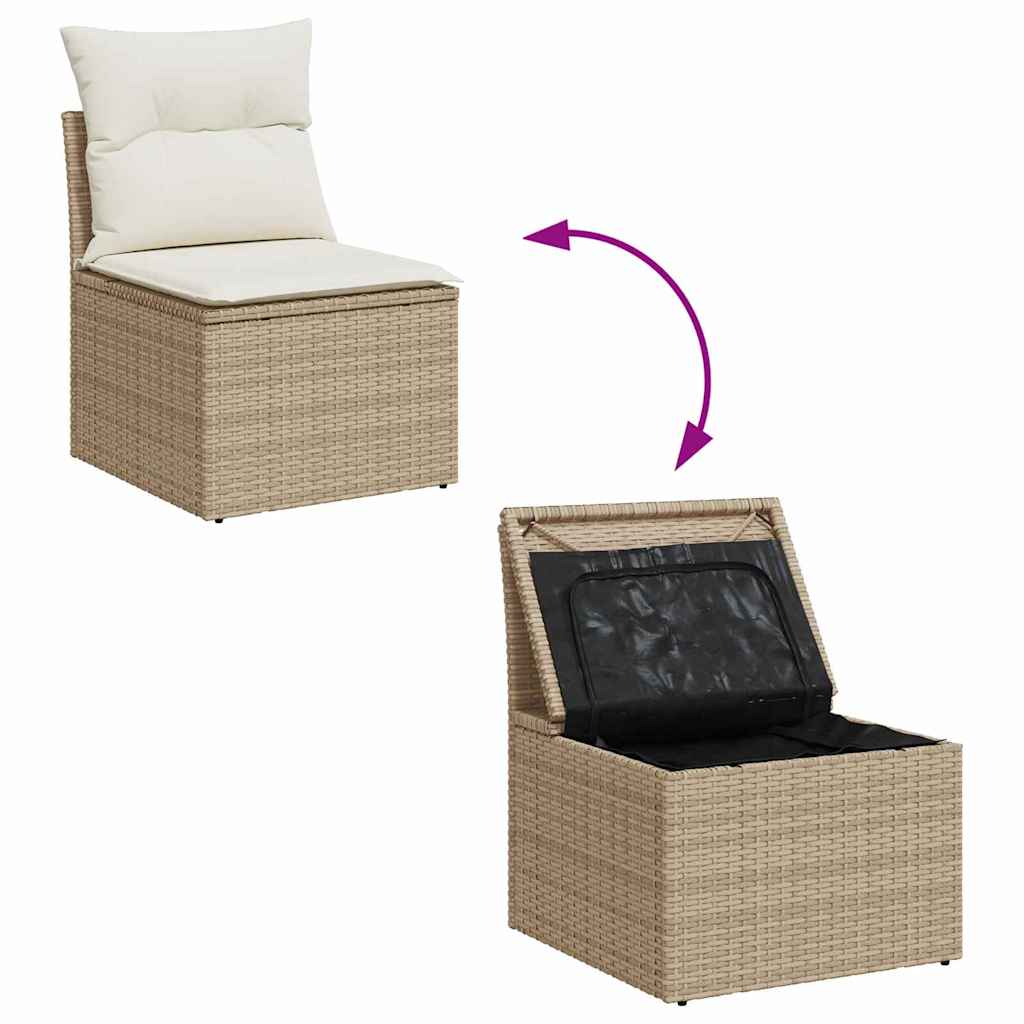 Garten-Sofa-Set 9 pcs Beige, weiß
