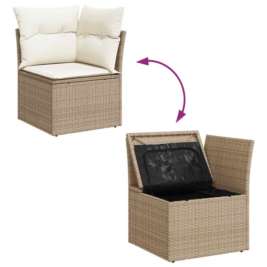 Garten-Sofa-Set 9 pcs Beige, weiß