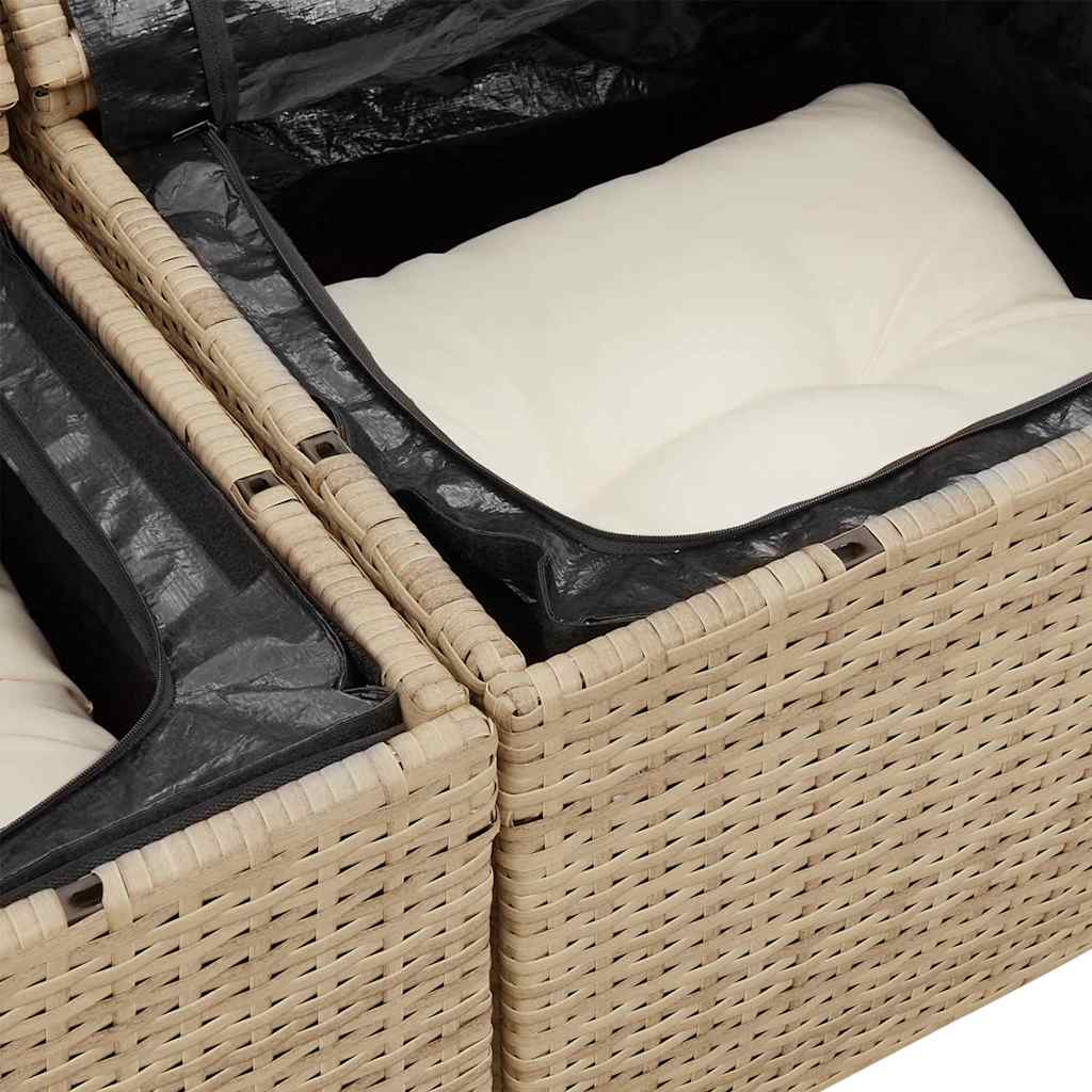 Garten-Sofa-Set 9 pcs Beige, weiß