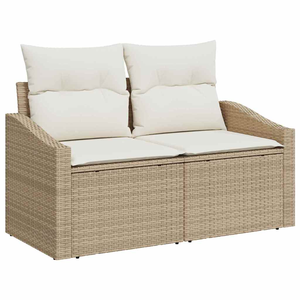 Garten-Sofa-Set 9 pcs Beige, weiß