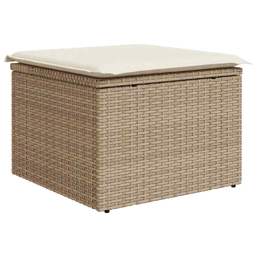 Garten-Sofa-Set 9 pcs Beige, weiß