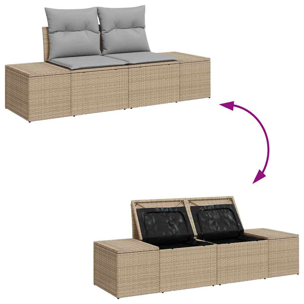 10-teiliges Garten Sofa Set 10 pcs Beige, hellgrau Holzrahmen