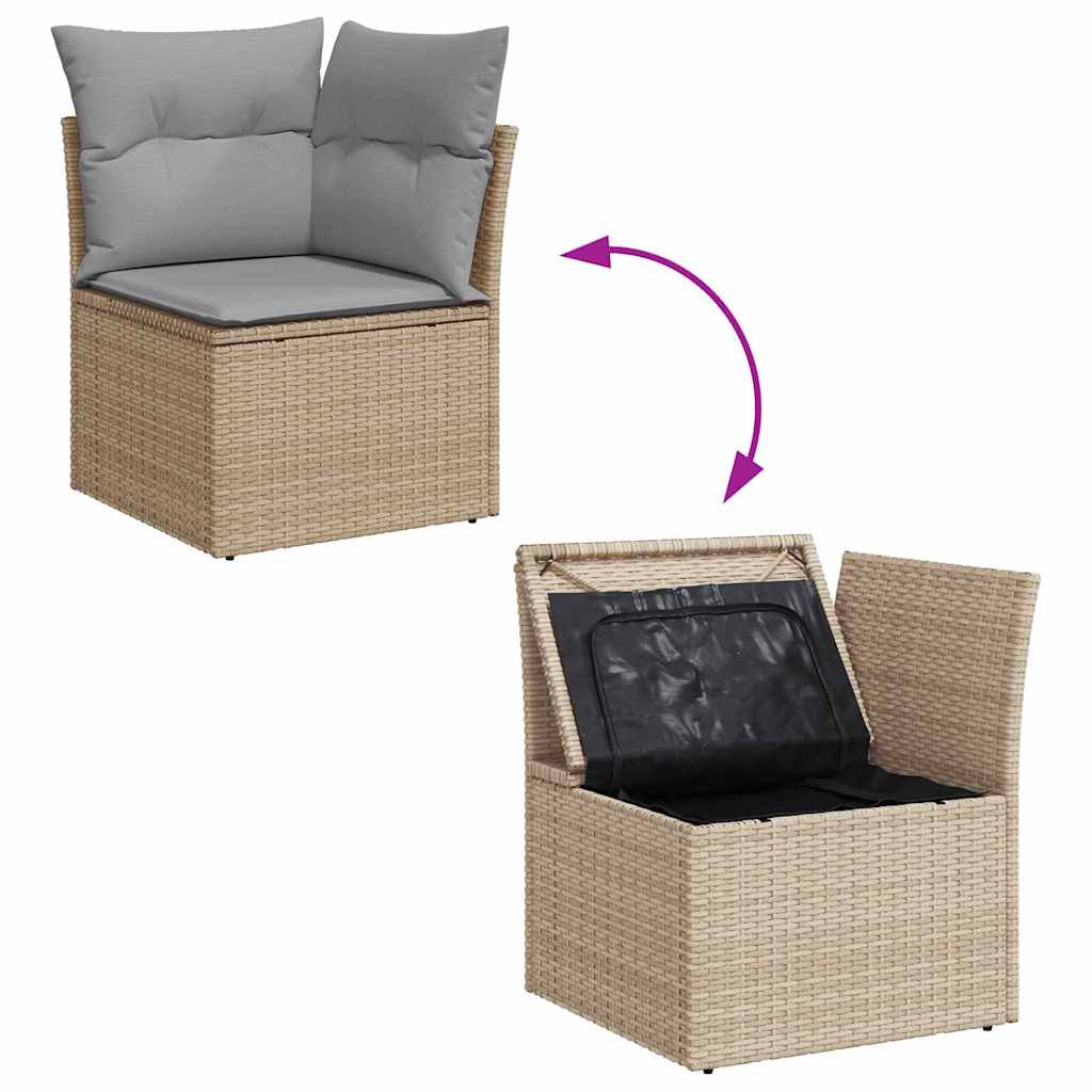 10-teiliges Garten Sofa Set 10 pcs Beige, hellgrau Holzrahmen