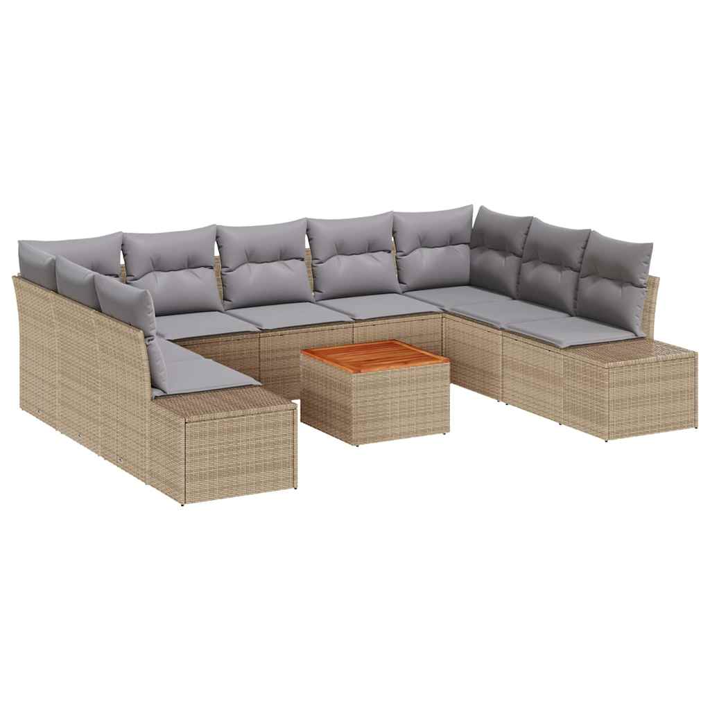 10-teiliges Garten Sofa Set 10 pcs Beige, hellgrau Holzrahmen