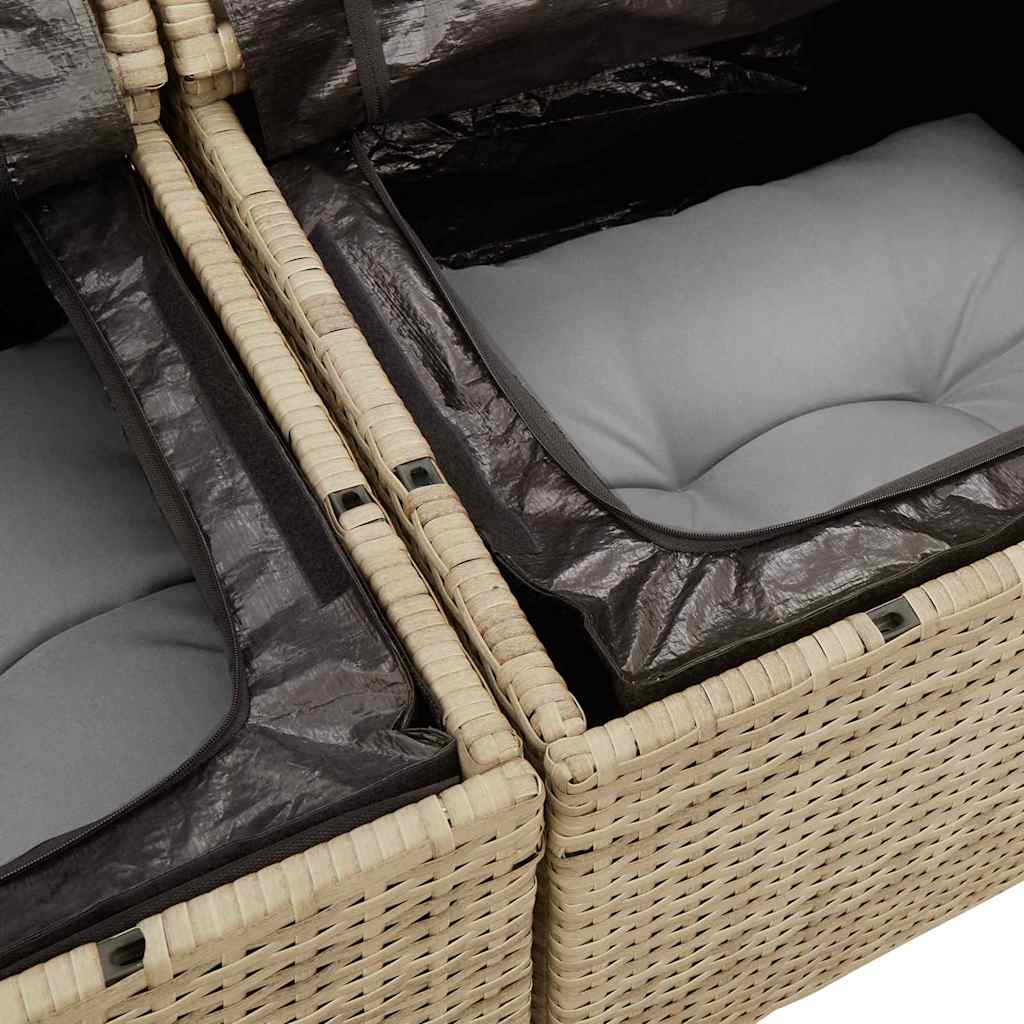 10-teiliges Garten Sofa Set 10 pcs Beige, hellgrau Holzrahmen