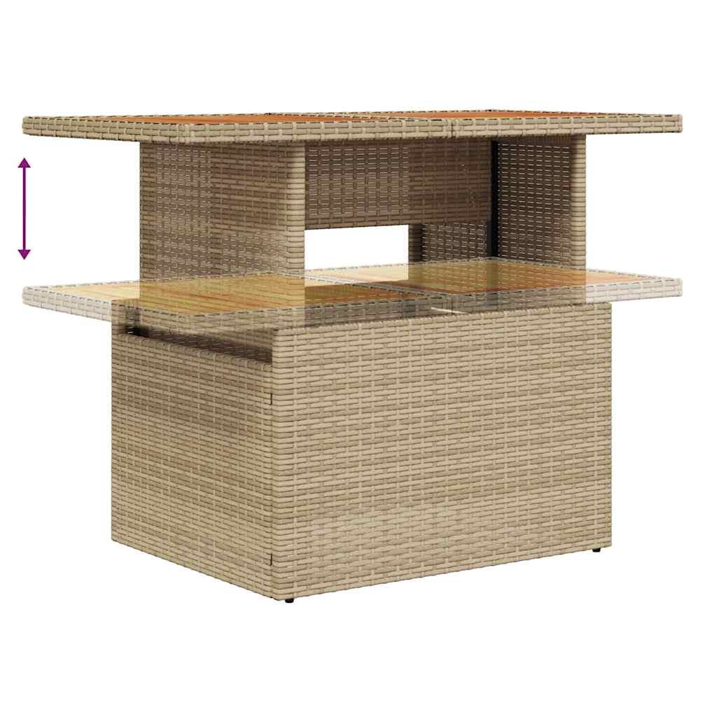 10-teiliges Garten Sofa Set mit Kissen Beige Poly Rattan