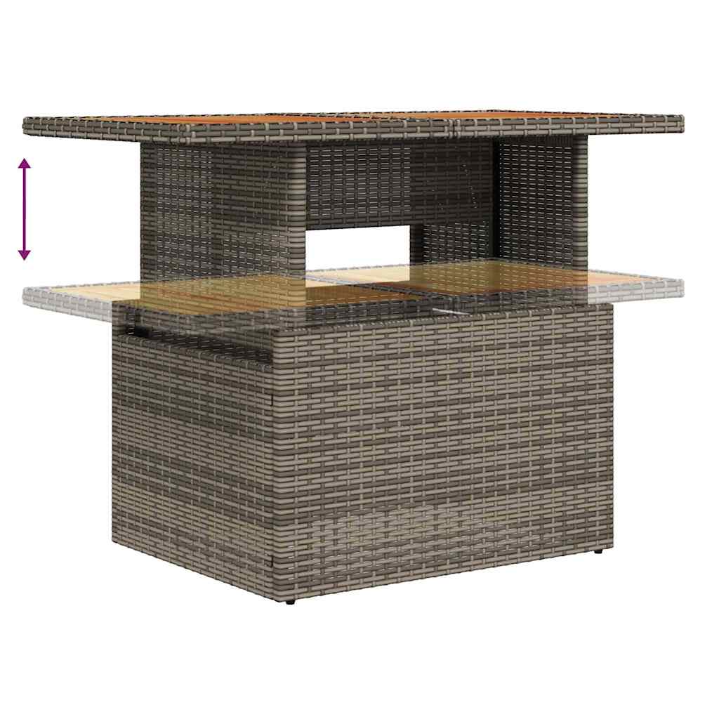 10-teilige Garten Sofa Set mit Kissen Grau Poly Rattan