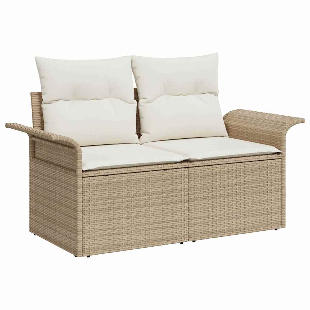 Garten-Sofa-Set mit Speicher 6 pcs Beige Poly Rattan