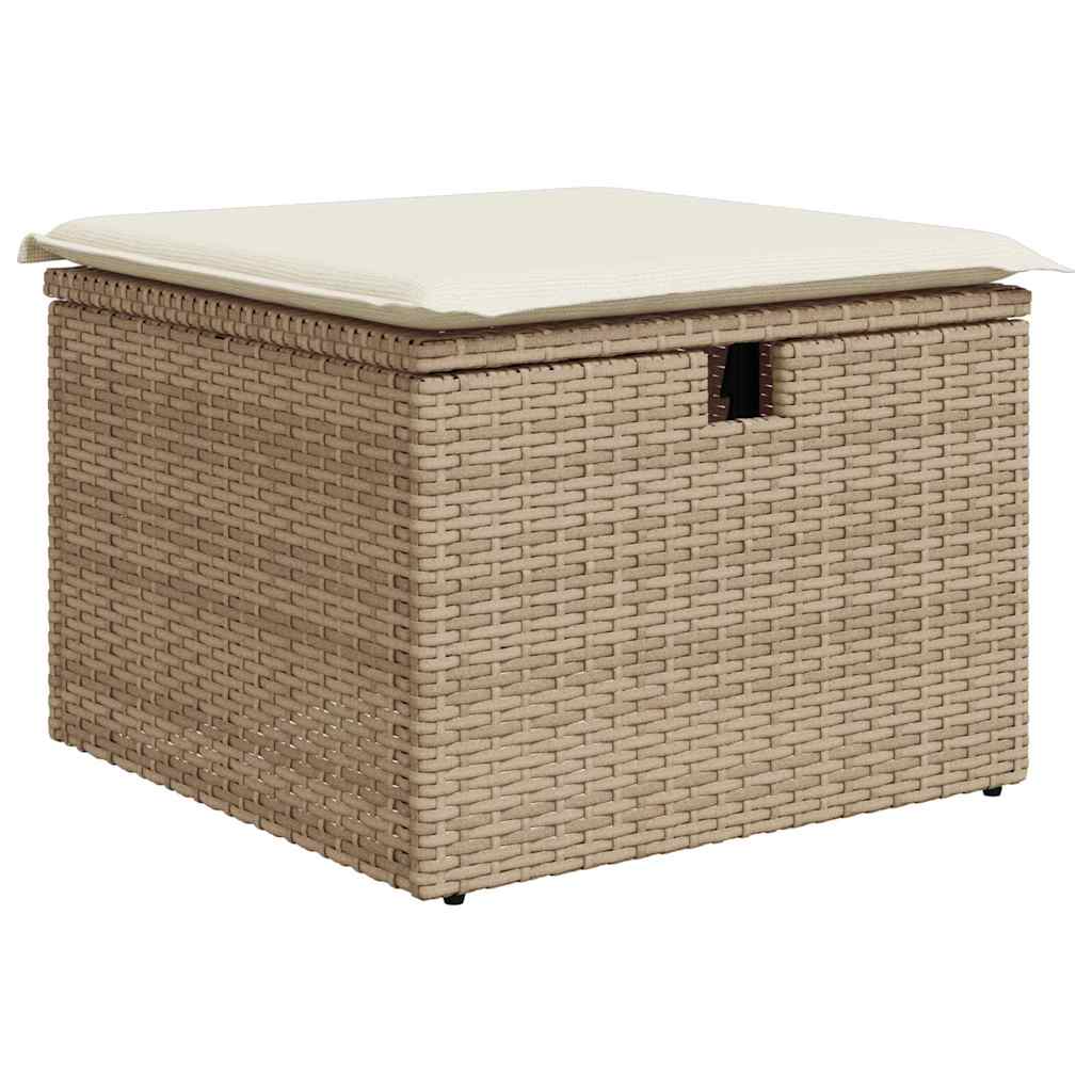 Garten-Sofa-Set mit Speicher 6 pcs Beige Poly Rattan